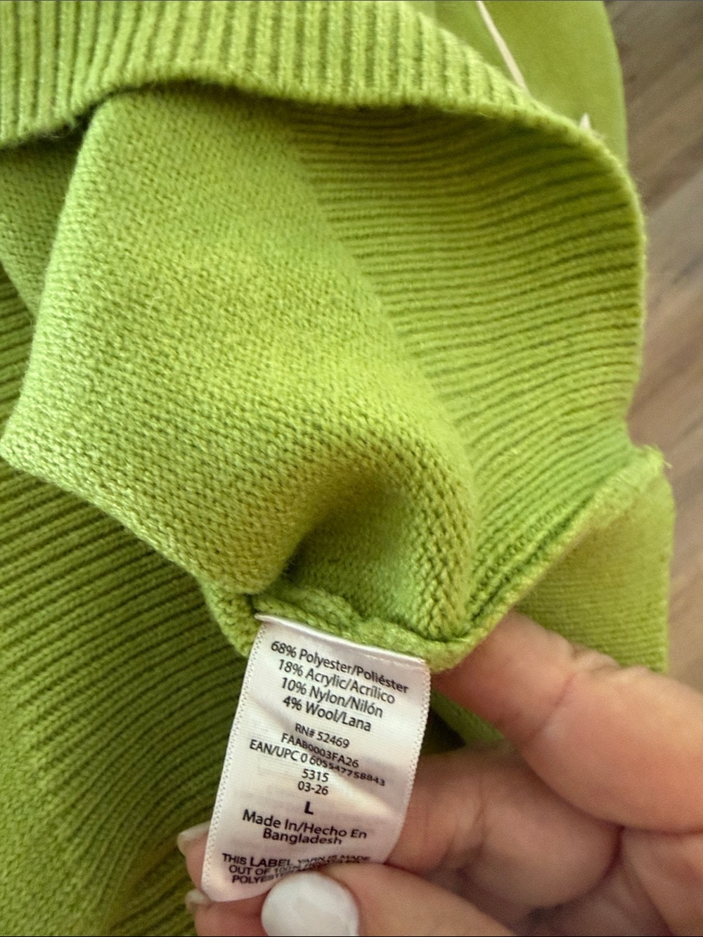 Lime Green Tie-Neck Sweater - Picture 3 of 3